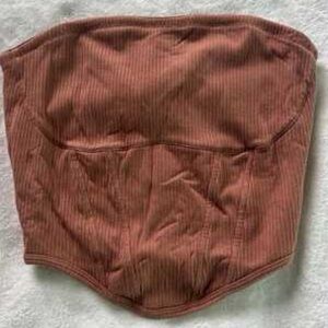 Victoria’s Secret PINK size XL Rust/Orange Faux Corset Ribbed Tube Top